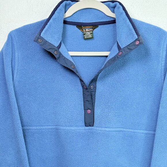 Vintage L.L.Bean Women’s M Blue Polartec Snap Fleece Pullover - Picture 3 of 10